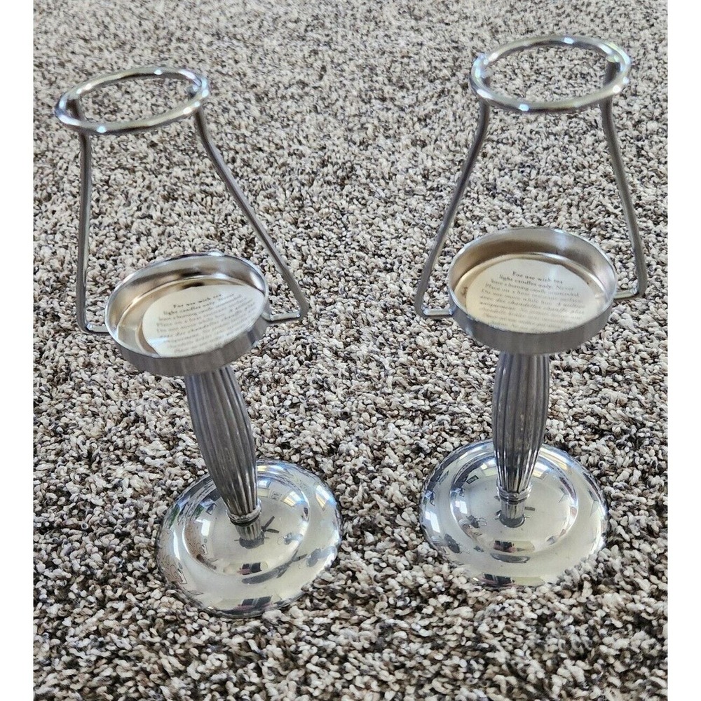Pier 1 Imports Set Of 2 Votive Candle Stand‎ Holder Silver Home Decor